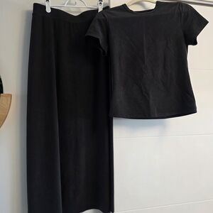 Leze The Label Black Two-Piece Crop Top & Maxi Skirt Set